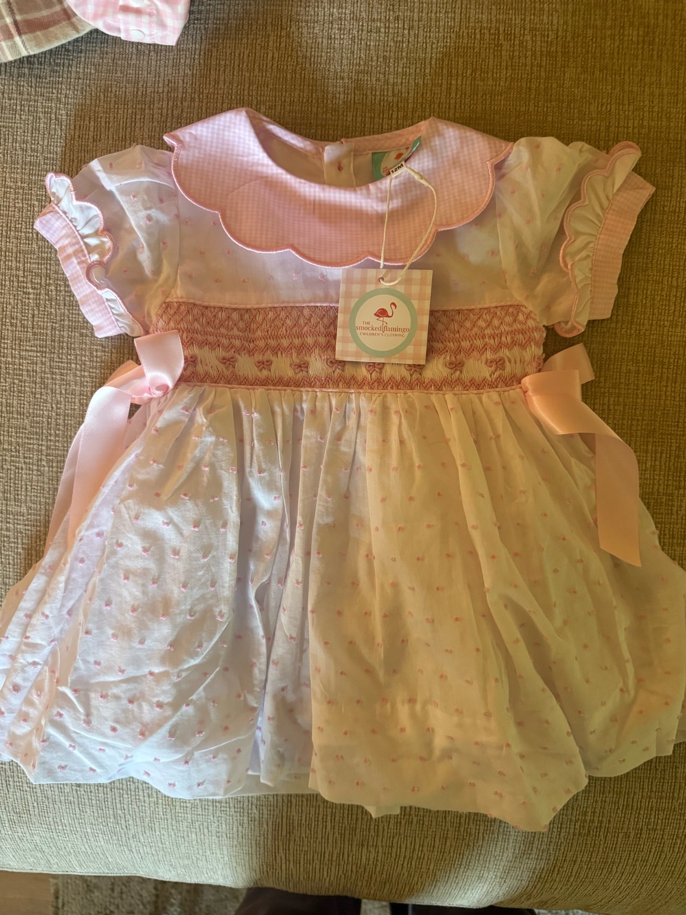 Smocked Pink Gingham-Collar Party Dress for Girls